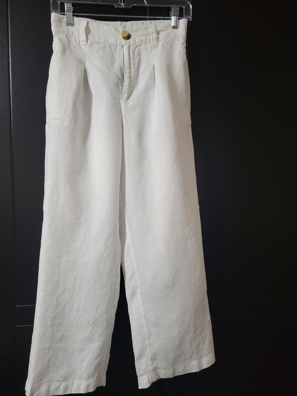White Wide-Leg Linen Blend Pants